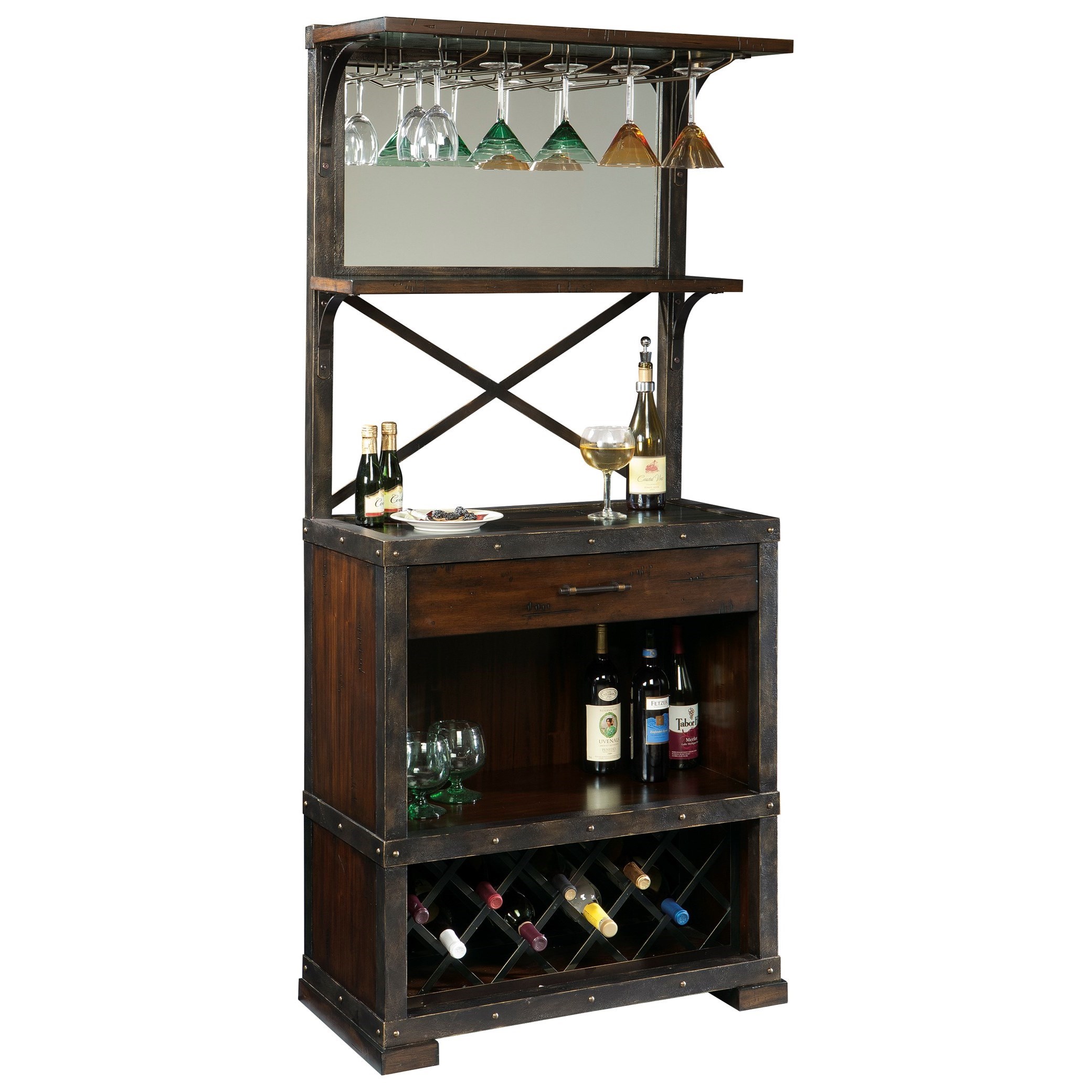 Howard Miller Wine Bar Furnishings 695 138 Red Mountain Wine Cabinet with Stemware Rack Esprit Decor Home Furnishings Bar Cabinets